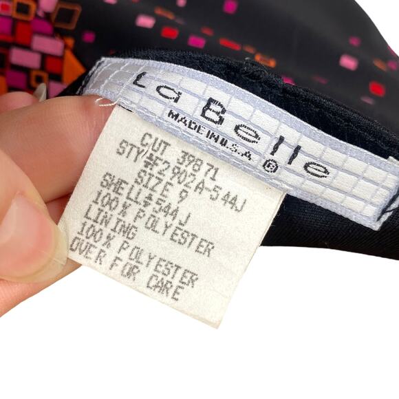 Y2K La Belle Black Pink Geometric Whimsigoth Dark Fairy Slip Maxi Dress SZ 9 - Picture 8 of 9